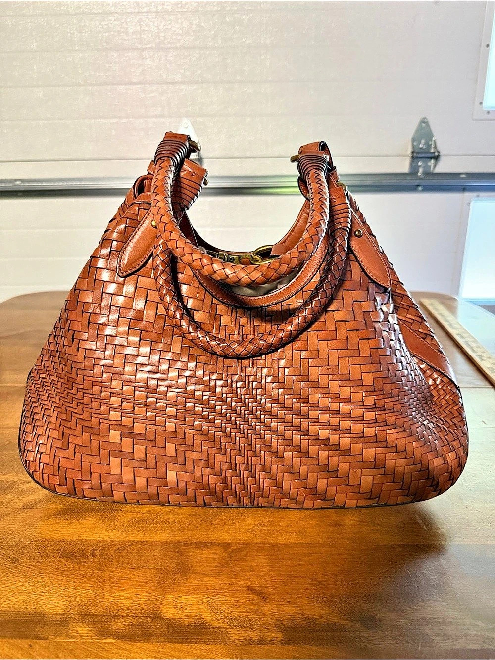 Cole Haan Leather-Look Hobo Bag in Brown